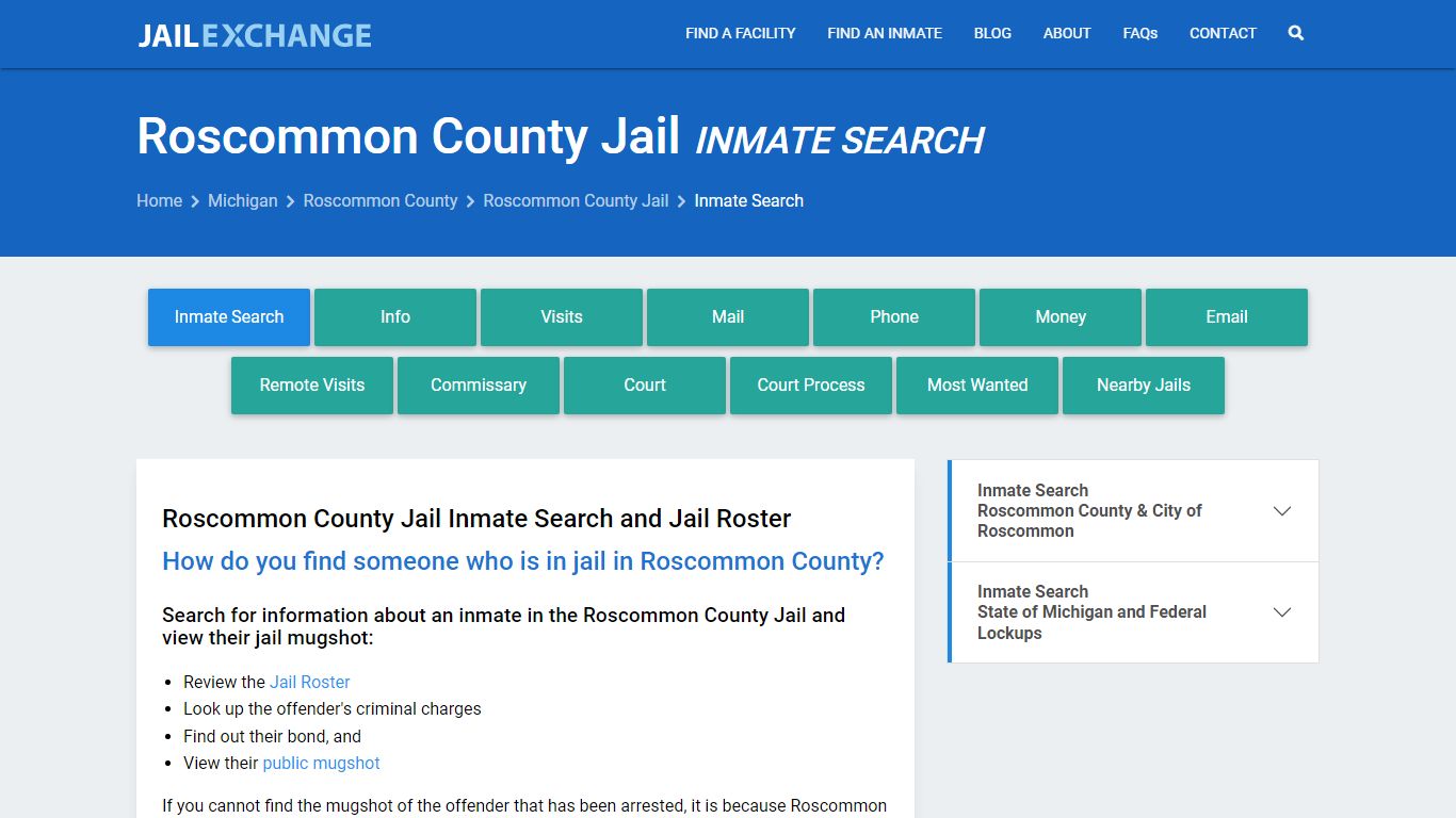 Roscommon County Jail Inmate Search - Jail Exchange